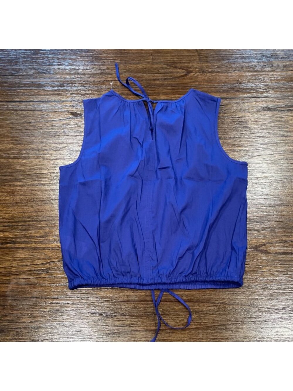 NWT J.Crew Drawstring-Waist Tank Top Sz S Cropped Sateen Indigo Blue Lightweight - Picture 6 of 11